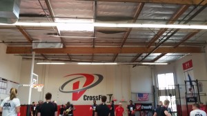 College athletes warm-up with hand balls at Velocity Cross Fit - Los Angeles, California