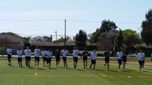 Collegiate athletes go through stretch-warm-up - Los Angeles, California (outdoor 2)