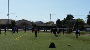 Collegiate athletes go through stretch-warm-up - Los Angeles, California (outdoor 5)