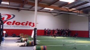 Collegiate athletes go through stretch-warm-up - Los Angeles, California 3
