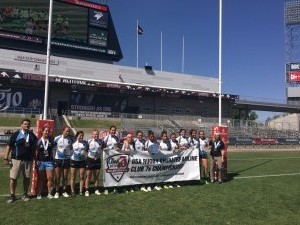 NYC Old Blue Rugby Women's team with championship banner at Dick Sporting Goods Park (1)