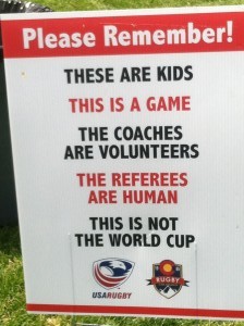 Please remember  Parent Coach sign about youth athlete respect 
