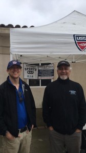 The legendary Don DeBaun with Brian Keene set-up for work at Barnes Tennis Center on a rainy Saturday (San Diego, Ca) - USTA SCTA TOC